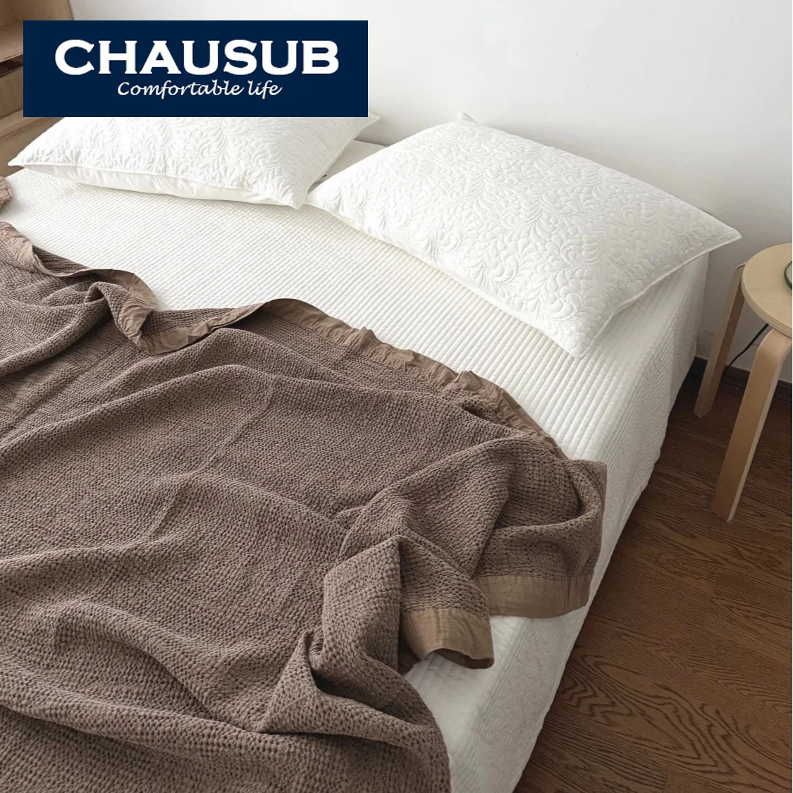 100% Cotton Waffle Throw Blanket 200x230cm Sand Washed Solid Color Sofa Bed Cover Multi-Functional Naturally Dyed Home Decor