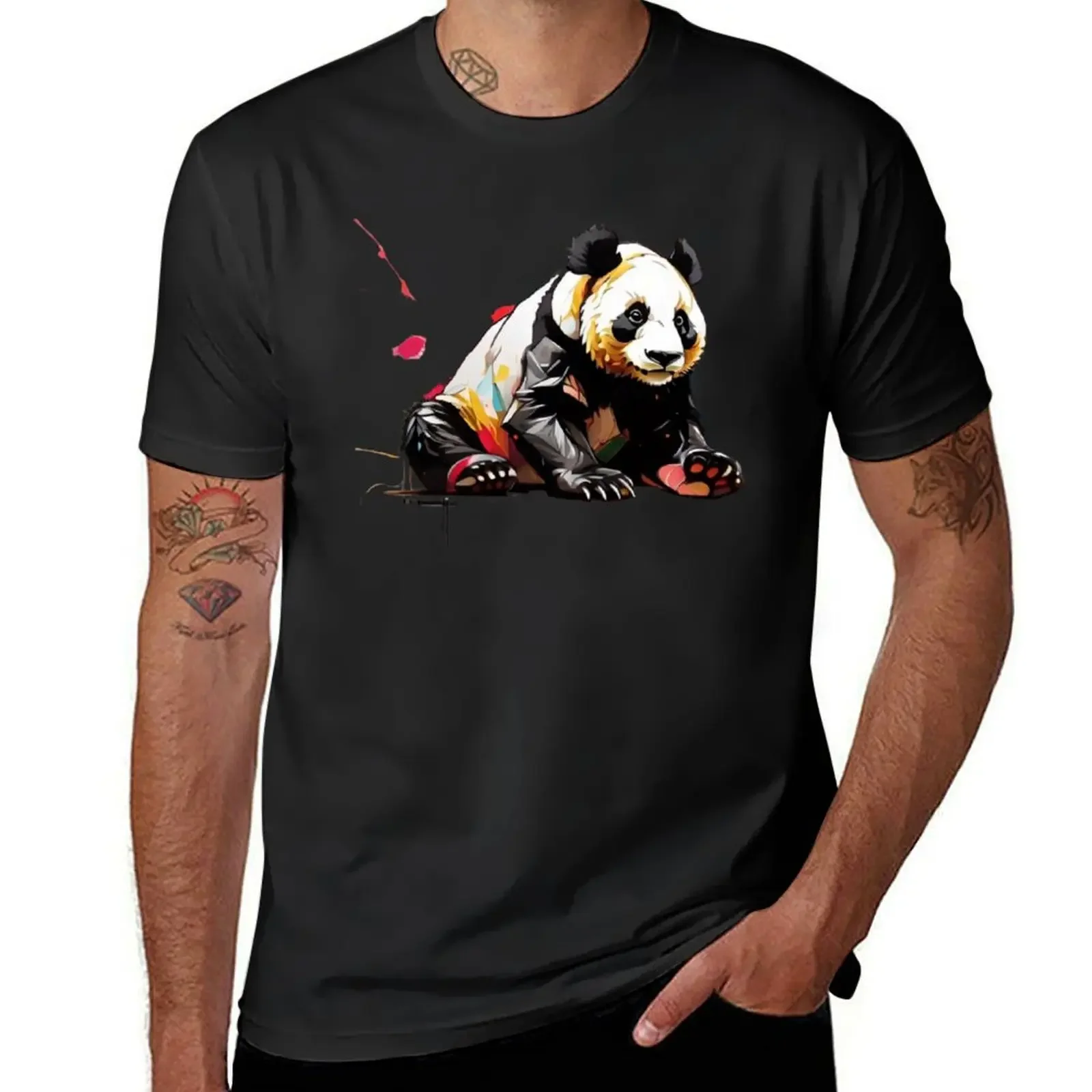 Panda Pop: Chromatic  T-Shirt customs boys animal print graphics cute tops mens plain t shirts