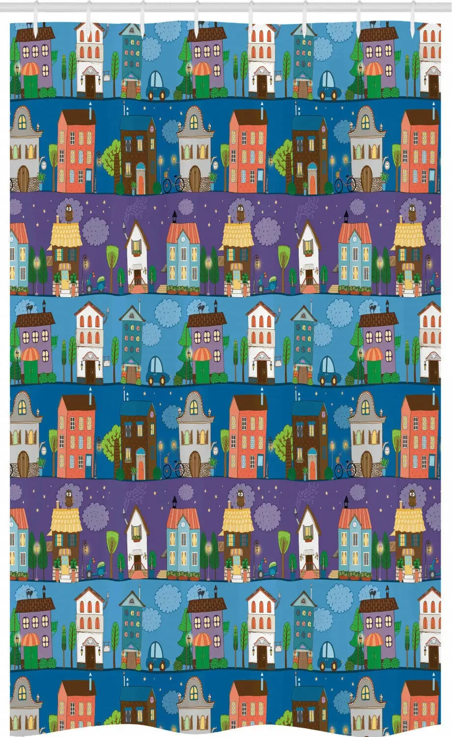 Urban Stall By Ho Me Lili Shower Curtain Hand Drawn Townhouses