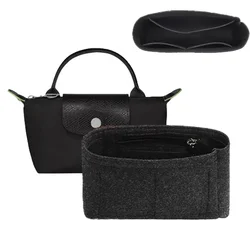 Saco Organizador Preto para Longchamp, Mini Bag, Feltro Bolsa, Inserção, Armazenamento, Forro, Bolsa, Novo