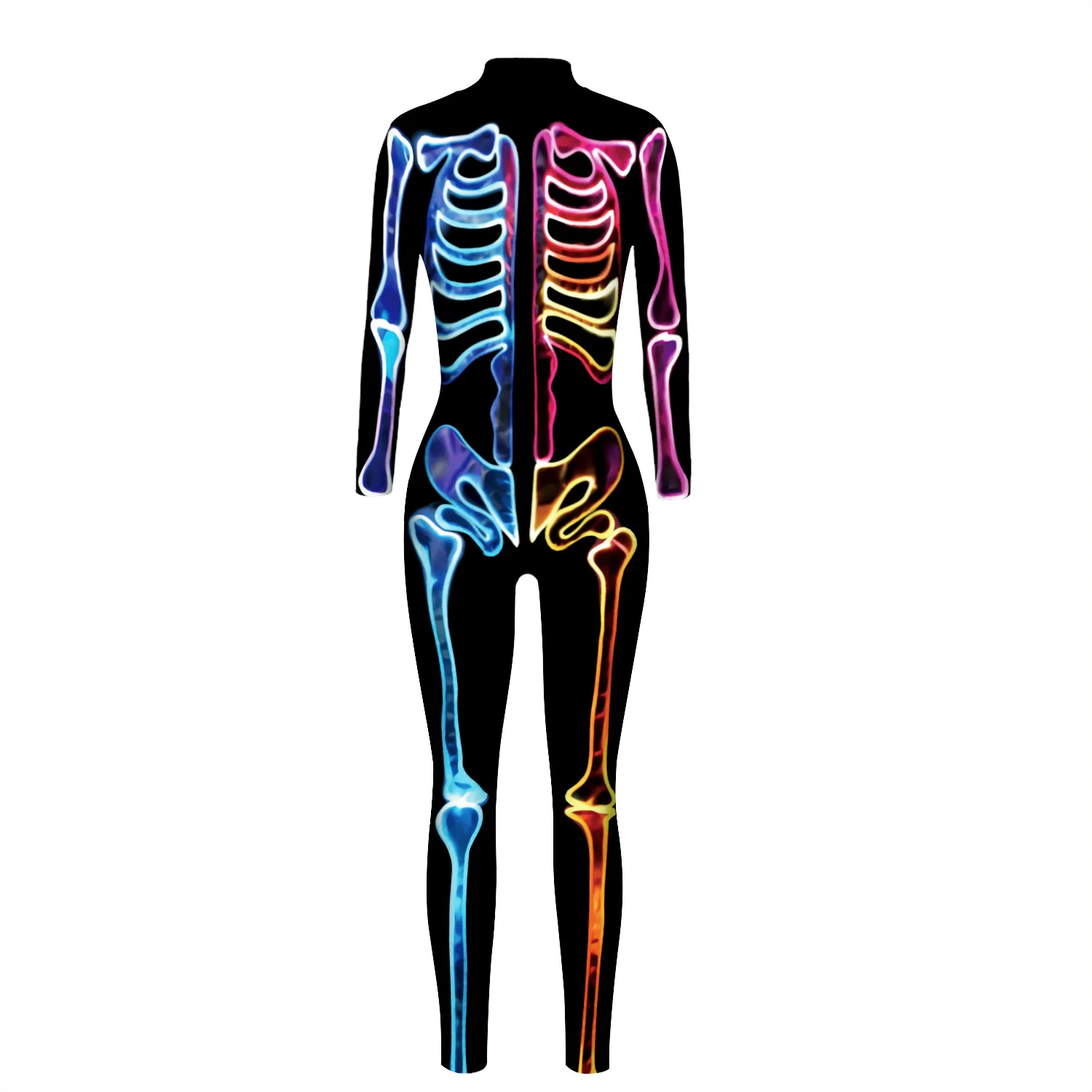Cosplay-Kostüm Zentai-Bodysuit Fancy-Anzug Halloween Skelett Punk Gothic Damen Sexy Totenkopf-Skelett Slim Jumpsuit – Detail 5