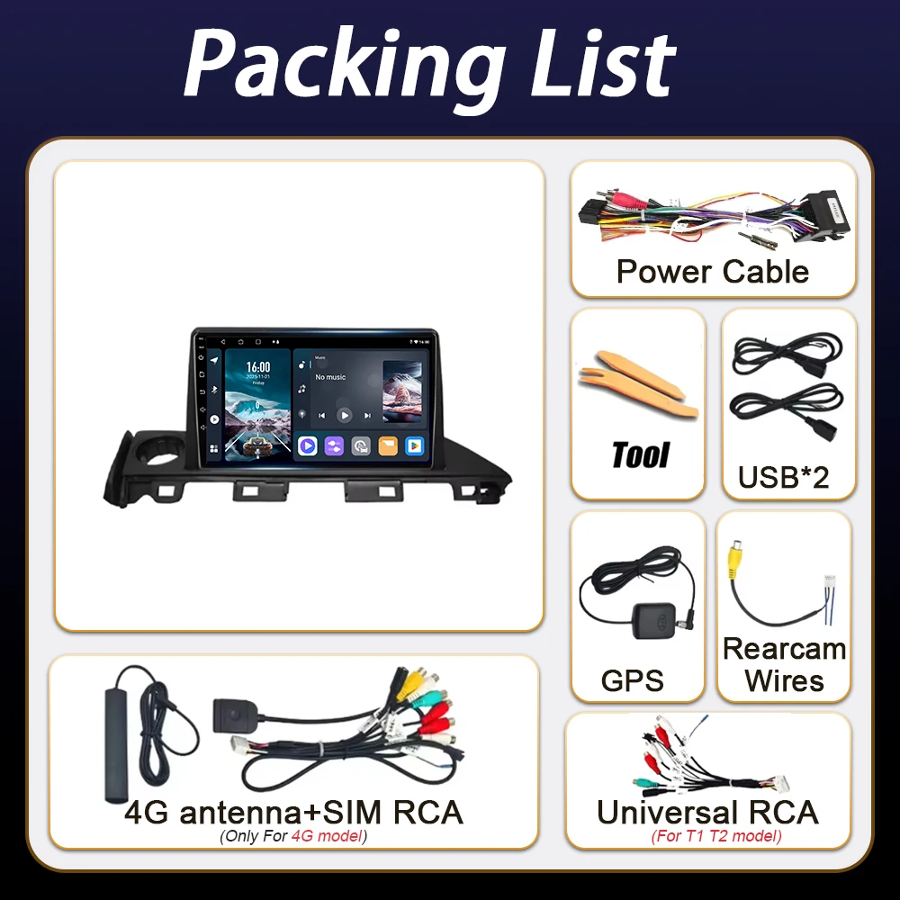 Android 16 WIFI+4G For Mazda 6 Atenza 3 2016 - 2018 Radio GPS Stereo Carplay Wireless Multimedia Video Player Radio Samochodowe