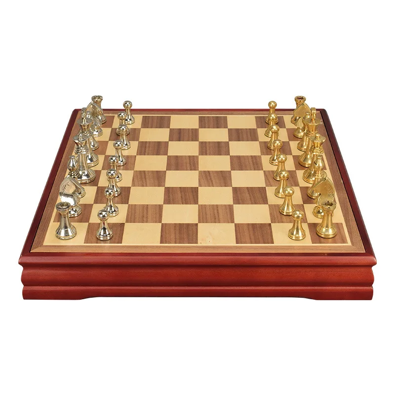 

Luxury Large Chess Set Retro Board Game Gold Silver Metal Chess Piece Creative Table Games for Children Living Room Decoration