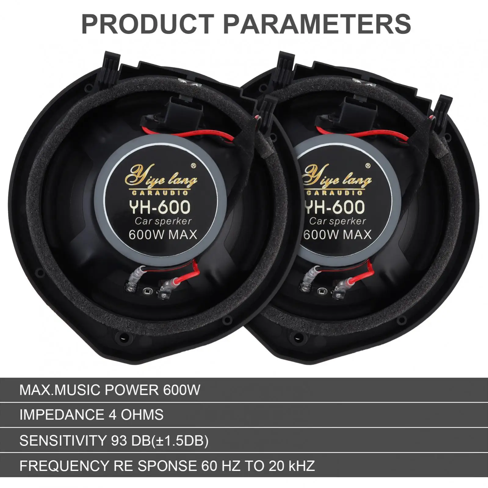 2pcs 6.5 Inch 600W 2-Way Car Speaker Auto Music Stereo Full Range Frequency Hifi Speakers Fit for Honda