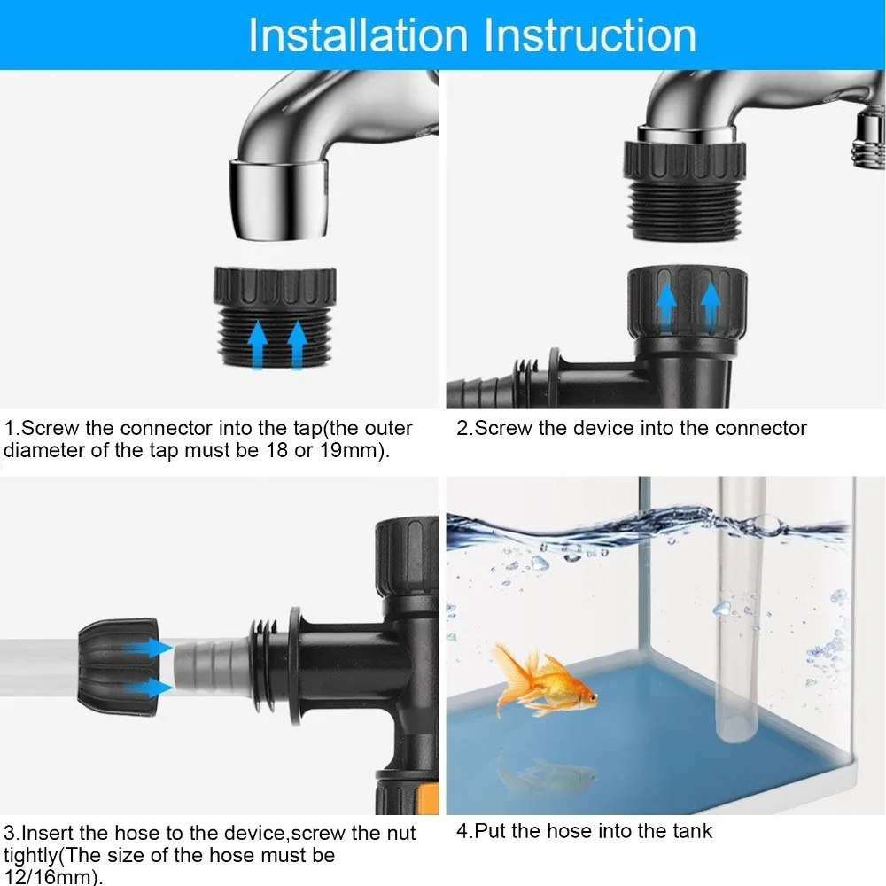 Plastic Connector Aquarium Water Changer Quick Water Change Faucet Adapters Fish Tank Water Changer Replacement Parts