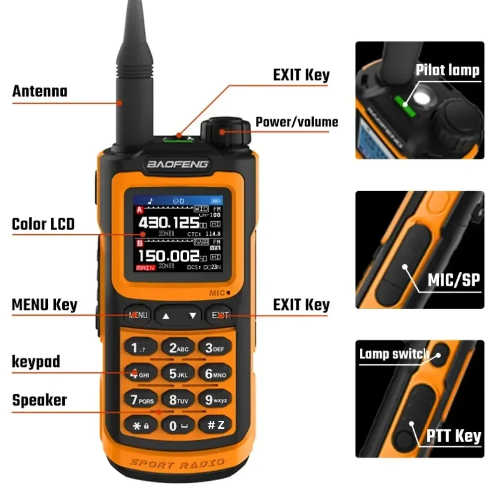 BAOFENG UV-20M Walkie Talkie BF-UV20 Original Two Way Radios 5W Dual Band With High Capacity Li-ion Battery Support TypeC Charge