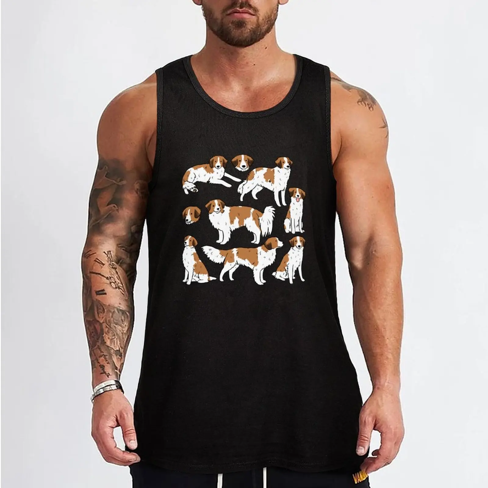 Kooiker -nederlandse kooikerhondjes- dog cute pattern Tank Top Gym wear Men's vest Gym man