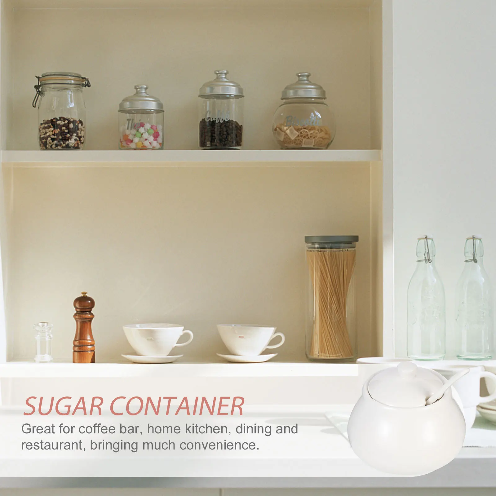 

Ceramic Spice Jar Coffee Cupping Bowl with Lid Salt Container Powder Creamer Dispenser Sugar Containers for Countertop