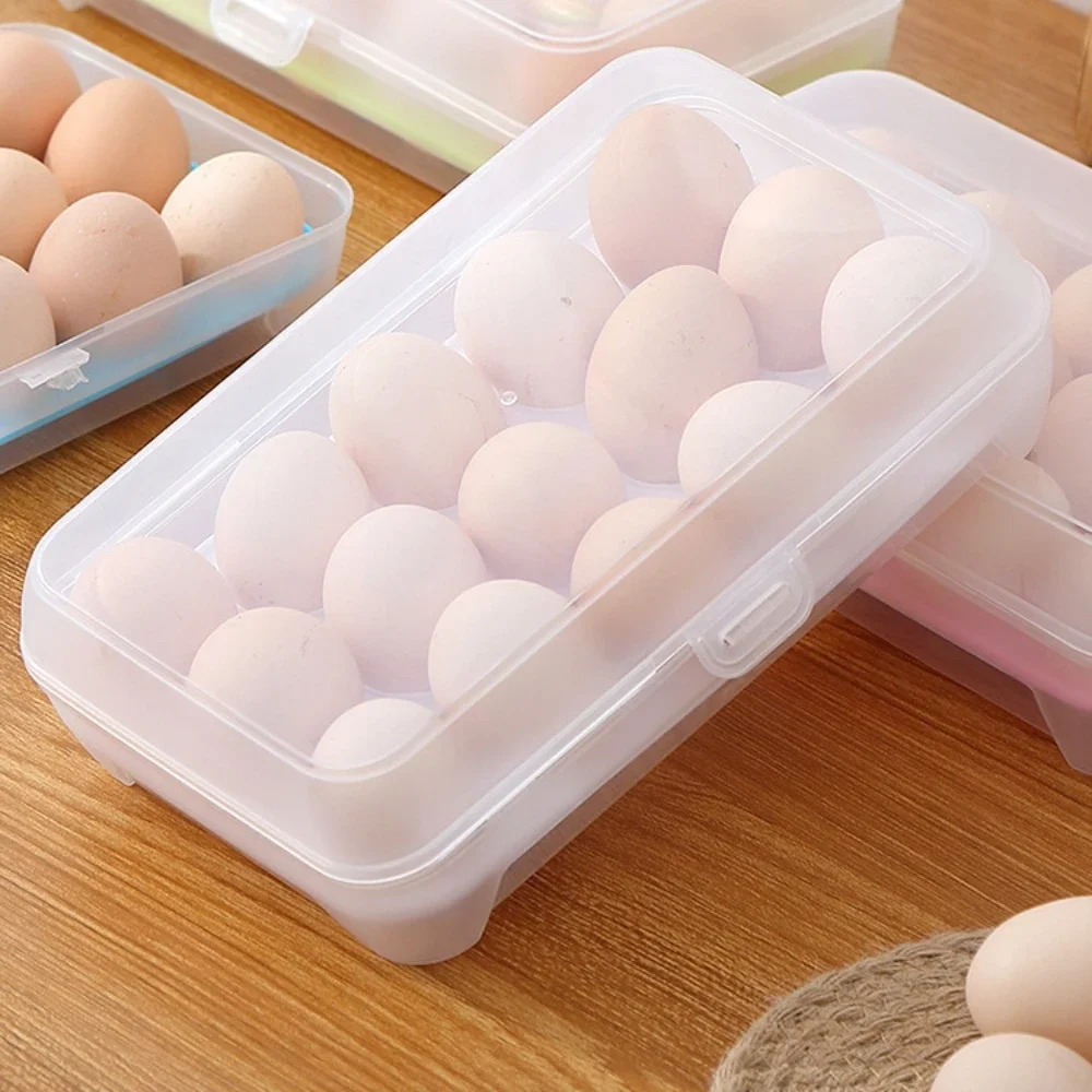 1pc Refrigerator Egg Crisper Fresh-keeping Box 15/24 Grids Egg Storage Compartment Kitchen Transparent Plastic Thickened Egg Box