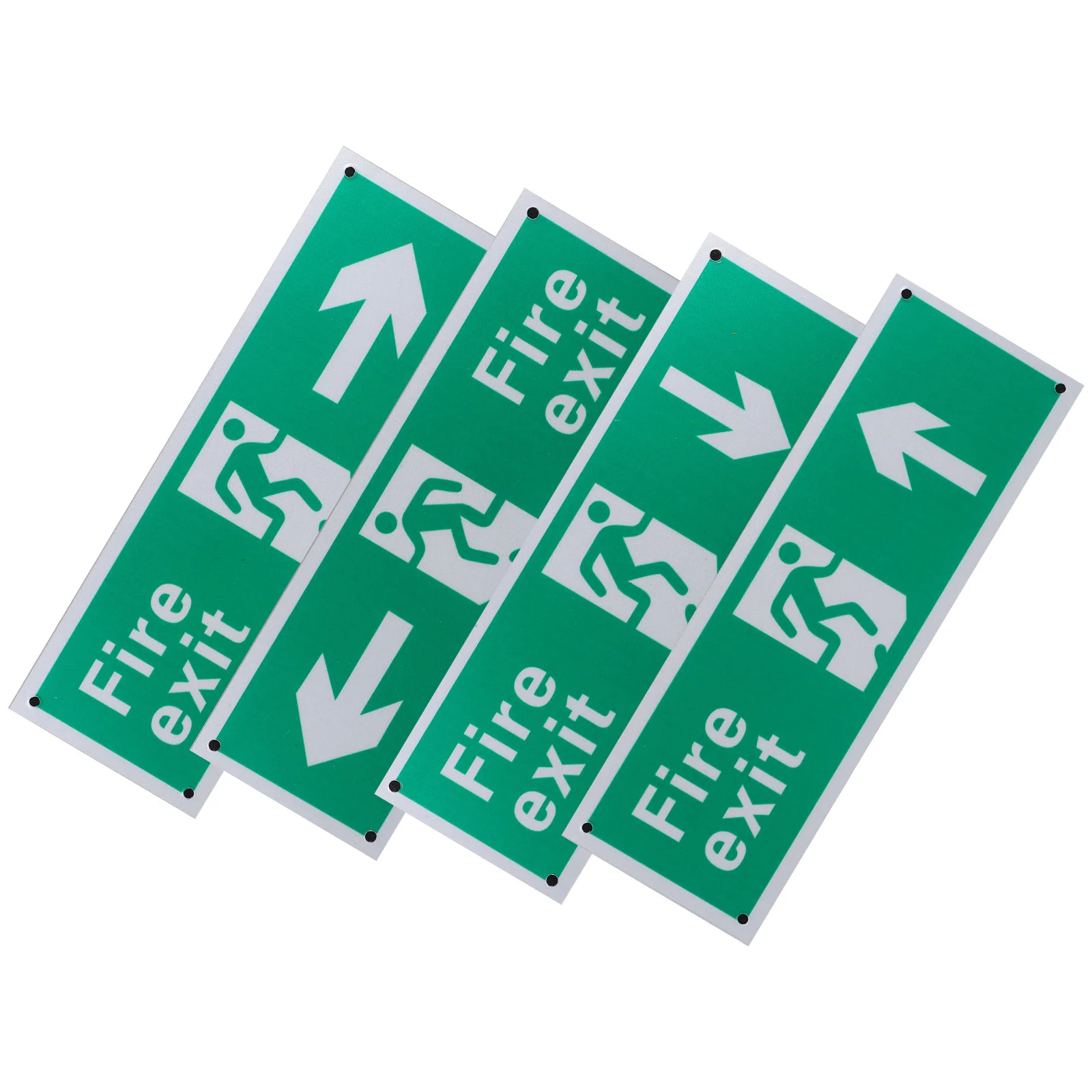 

4 Pcs Safe Exit Sign Public Places Fire Stickers Signs Arrow Direction Indicator Aluminum Alloy Decal