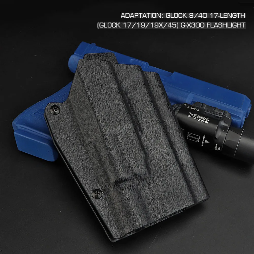 KYDEX Tactical Holster Lightweight For Glock 17/19/19X/45 With X300 Flashlight Quick Draw Hunting Pistol Holster Waist Belt Gear