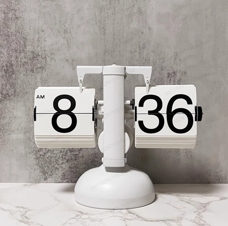 

Creative mechanical automatic page turning clock desktop simple retro desktop digital pendulum light minimalist decorative
