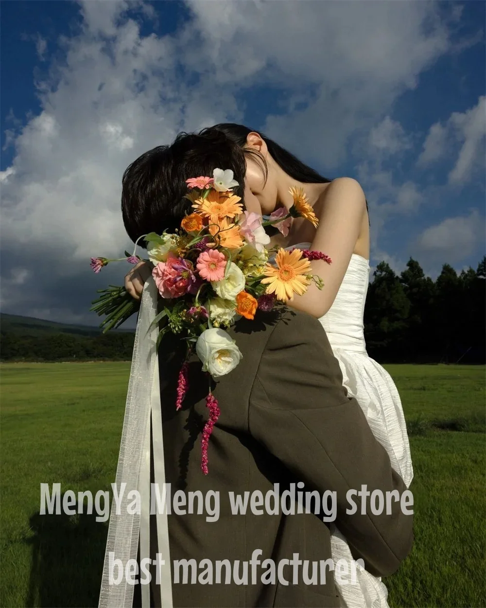 ZHUISHU-vestidos de novia sencillos de Corea, sin tirantes, corte en A, elegante vestido de novia sin mangas, vestidos para sesión de fotos Tarin hechos a medida