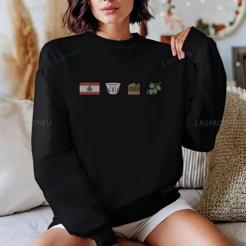 Fashion Funny Lebanon Crewneck Sweatshirt Lebanese Sweatshirt Beirut Pullovers Lebanese Flag Autumn Winter Hoody Streetwear