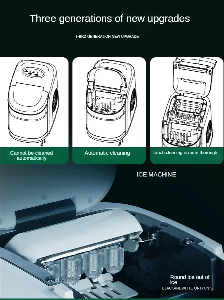 

15kg Ice Cube Maker Machine Electric Household Small Automatic Cleaning Ice Cube Maker Hot sales