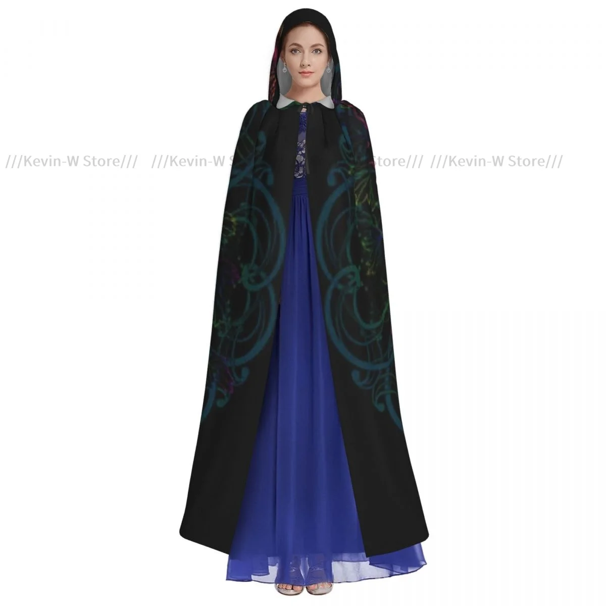 Long Cape Cloak Peacock Mandala Hooded Cloak Coat Autumn Hoodies