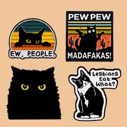 Handsome Black Cat Enamel Pins Brooch Punk Creative Kitten Badge Cartoon Quote Metal Badge Lapel Badges Decorative Clothes Gifts