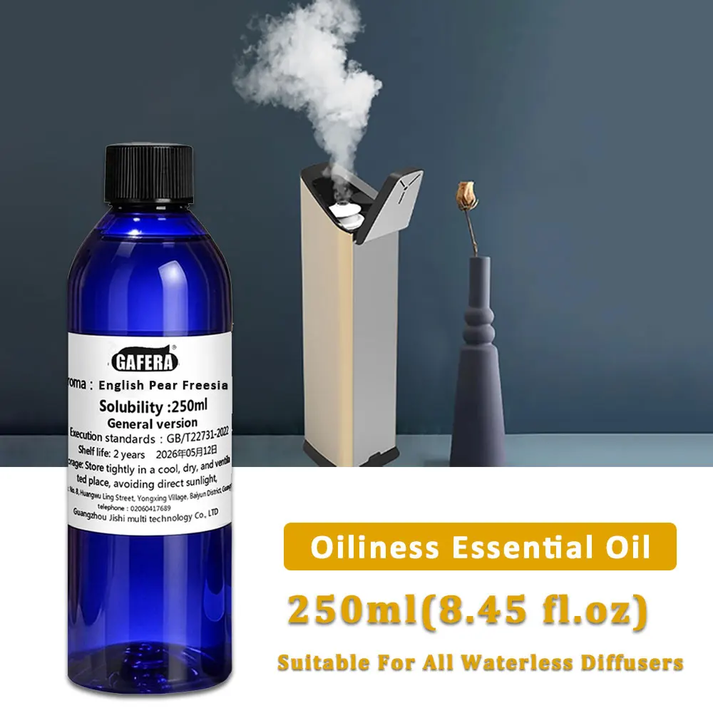 GAFERA 250ml (8.45 fl.oz) English Pear Freesia Essential Oils - For Waterless Diffuser, Hotel Aroma Machine Replenishes Essence