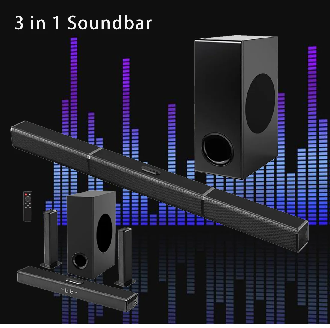 

Звуковая панель мощностью 240 Вт, 5,1 канала с сабвуфером, съемная звуковая панель BT V5.0 2-в-1 для Smart TV, Bluetooth-колонки для домашнего кинотеатра