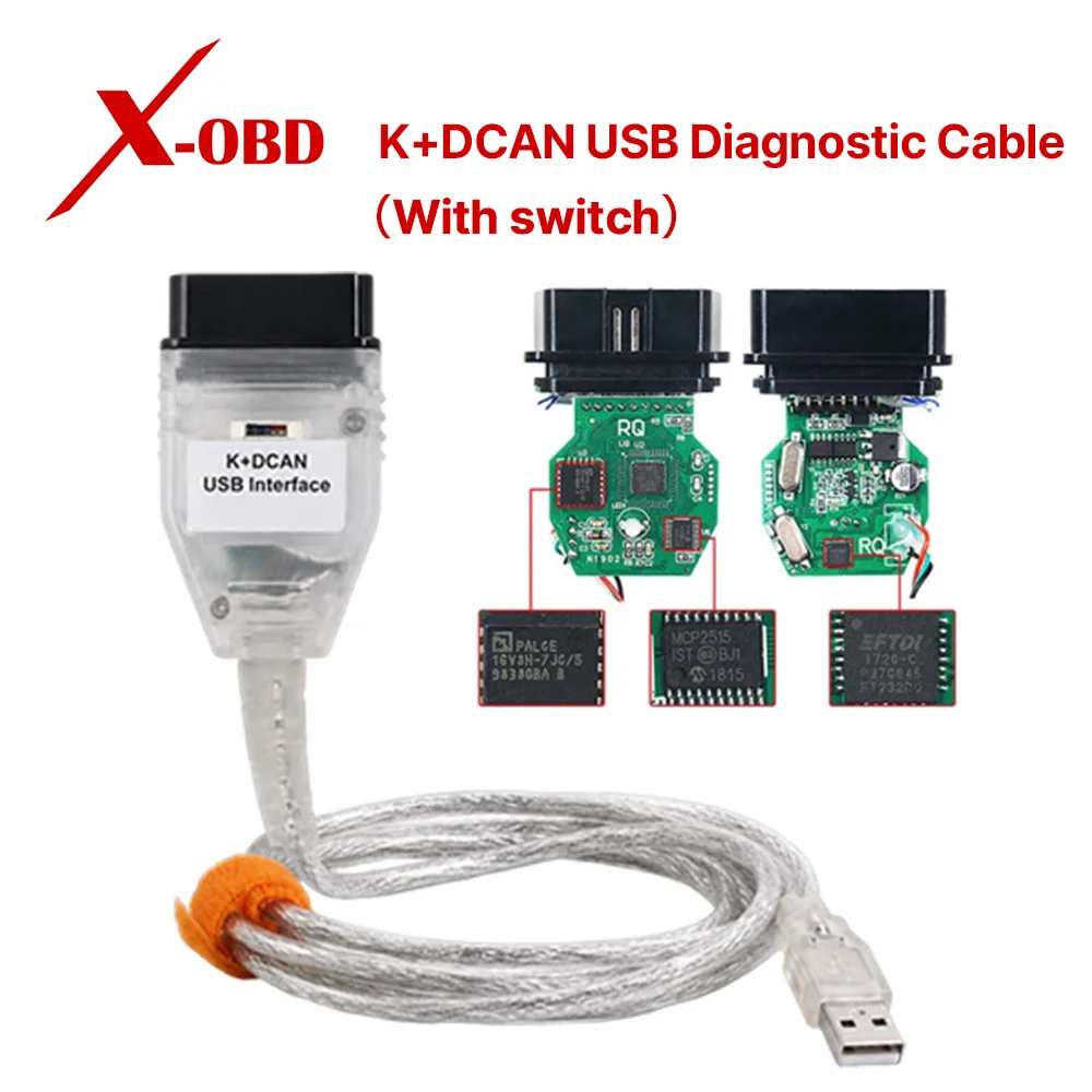 K+DCAN USB Diagnostic Cable for BMW OBD2 Scanner Tool Compatible with BMW E-Chassis