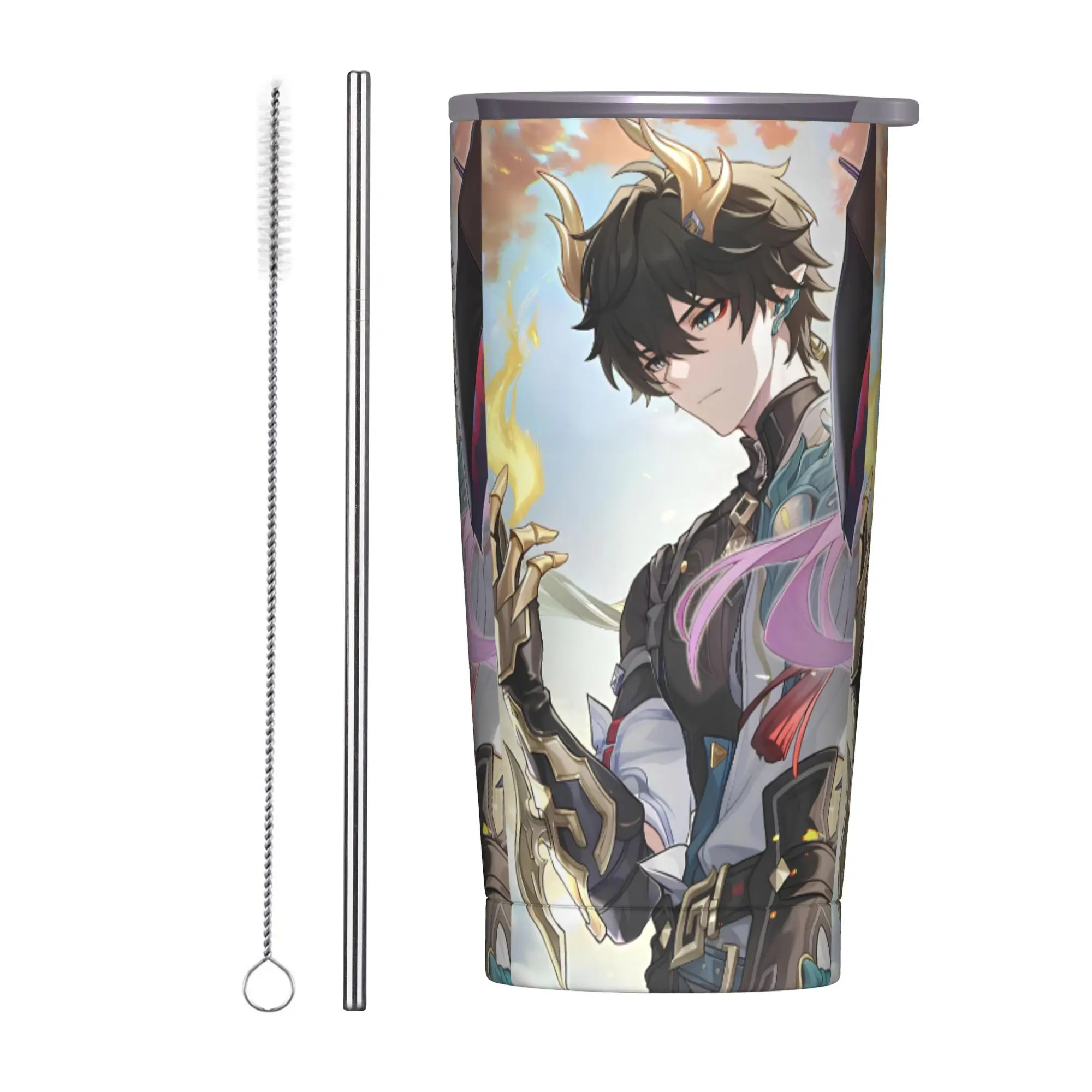 Dan Heng Tumbler Vacuum Insulated Honkai Anime Coffee Cups Vacuum Flask Travel Outdoor Mugs Spill Proof, 20oz
