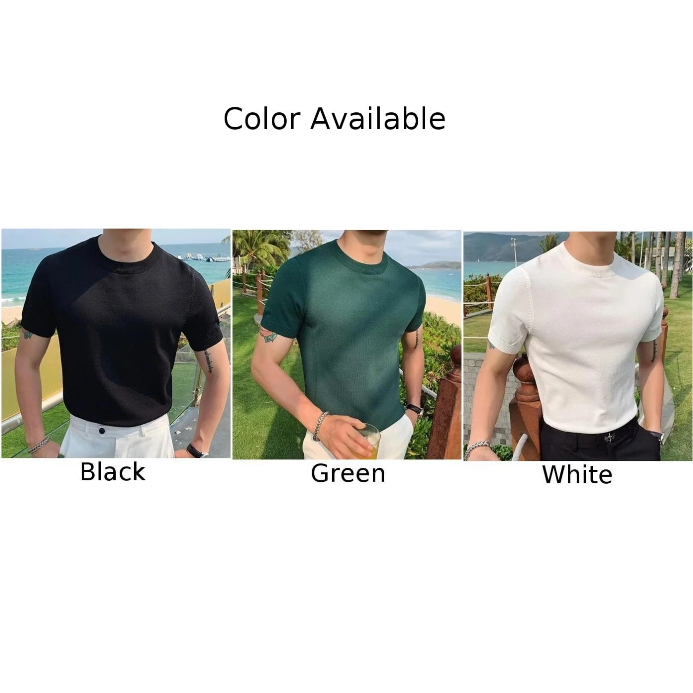 مريحة تيشيرت صيفي للرجال قميص علوي 2XL الرجال سليم تي شيرت مجسم ملابس الصيف للرجال لمط قليلا