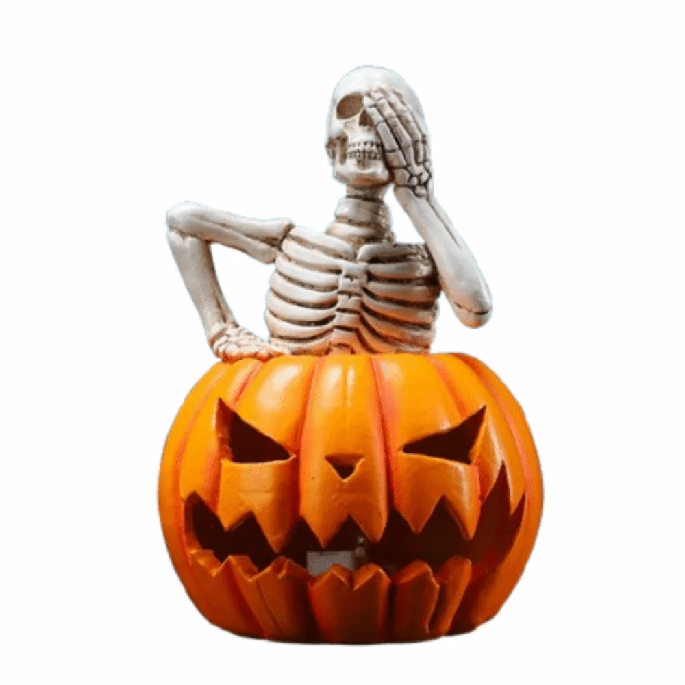 

Creative Halloween Skeleton Figurine Glowing Design Resin Craft Ghost Festival Decoration Ghost Festival Spooky