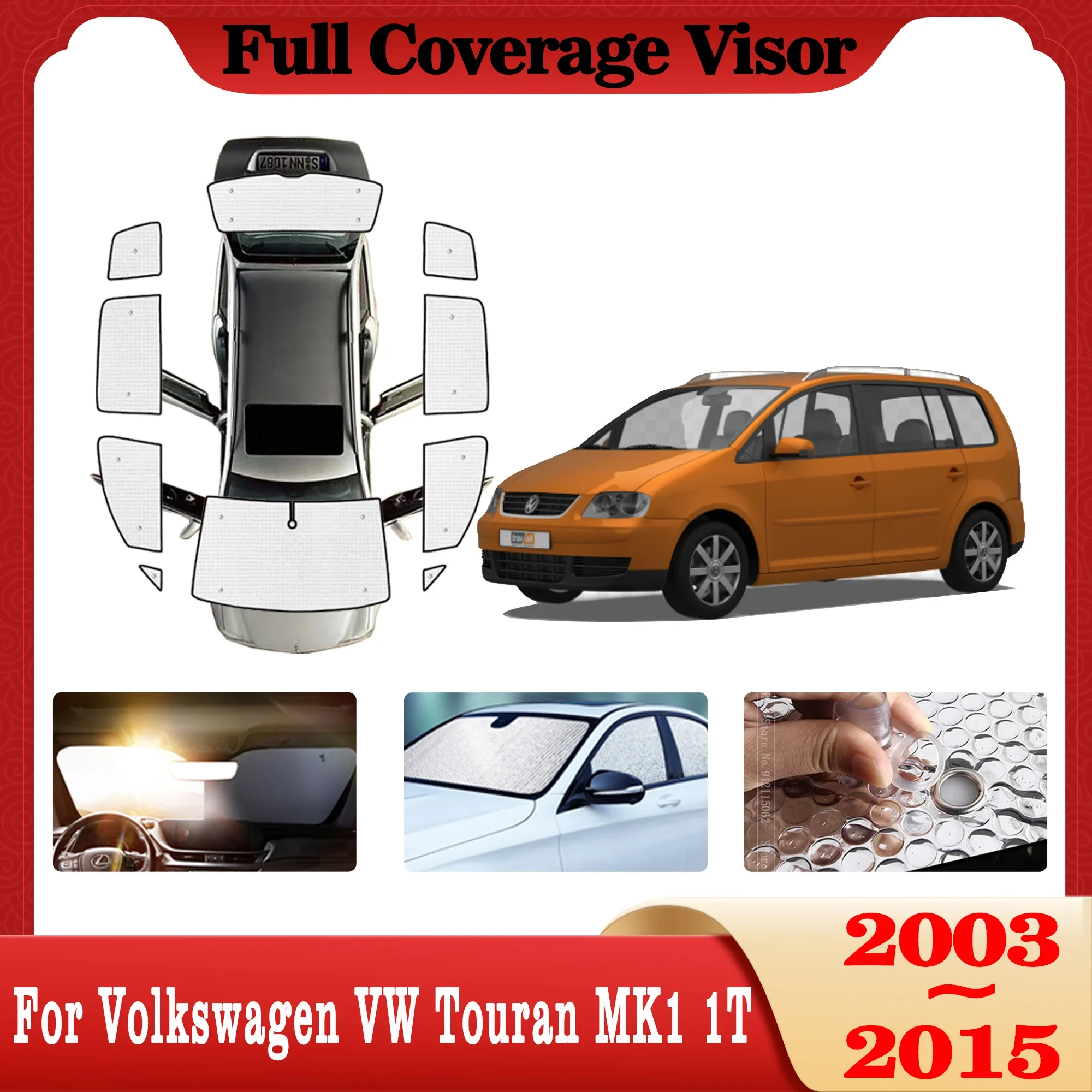 

For Volkswagen VW Touran MK1 1T 2003~2015 Windshield Sunshade UV Protection Reflector Sun Shade Sun Auto Visor Cover Accessories