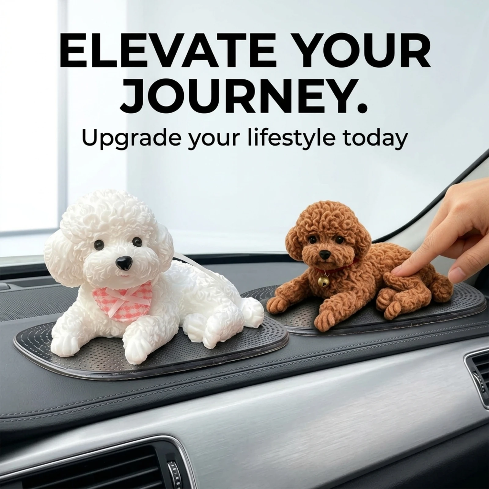 Teddy-Pudel-Welpen-Auto-Ornament, niedliche Hundefigur, Armaturenbrett-Innendekoration, Auto-Styling-Dekor, Geschenk – Detail 2