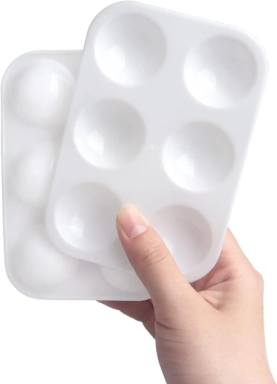 8 Pcs White Plastic Paint Tray Palettes for Watercolor, Acrylic, and DIY Art Painting