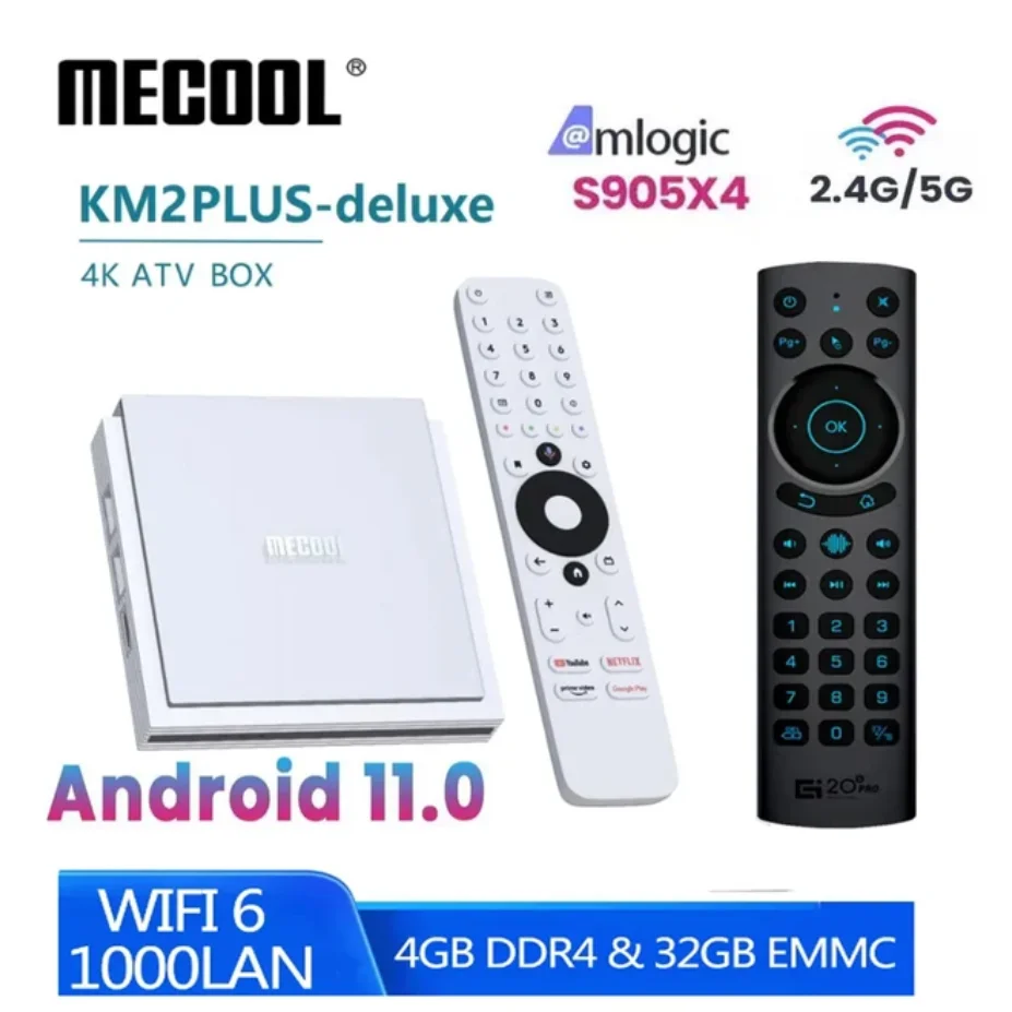 Imagem -02 - Além Disso Deluxe Android tv Box com Netfilx 4k Certified Doby Atmos Dolby Mais 32g Wifi6 1000m Lan Bt5.0 vs Km6 Km9 Pro Km7 Mecool-km2