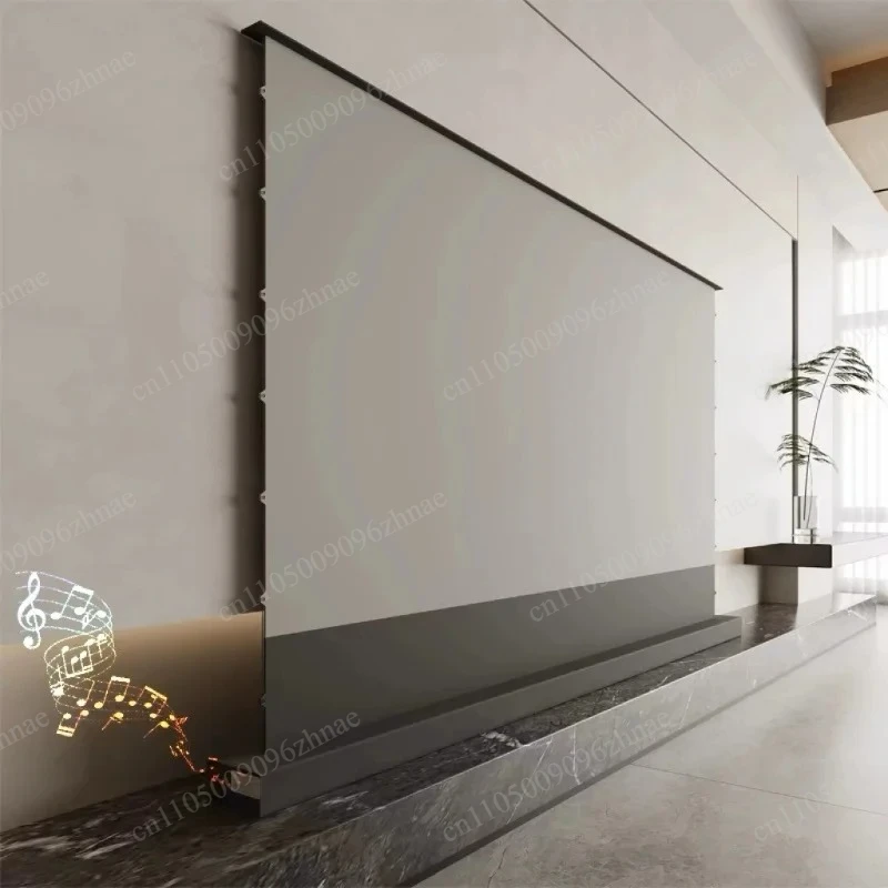 

100'' 120'' 150'' 8K High Contrast ALR Perforated Acoustically Transparent Auto-Rising Floor Projector Screen For Home Theater