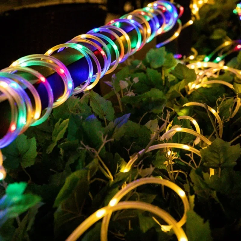 LED Solar Strip Rope Tube Fairy Light Solar Powered Garland String Light Christmas Decor for Outdoor Garden Lawn Tree Yard Fence