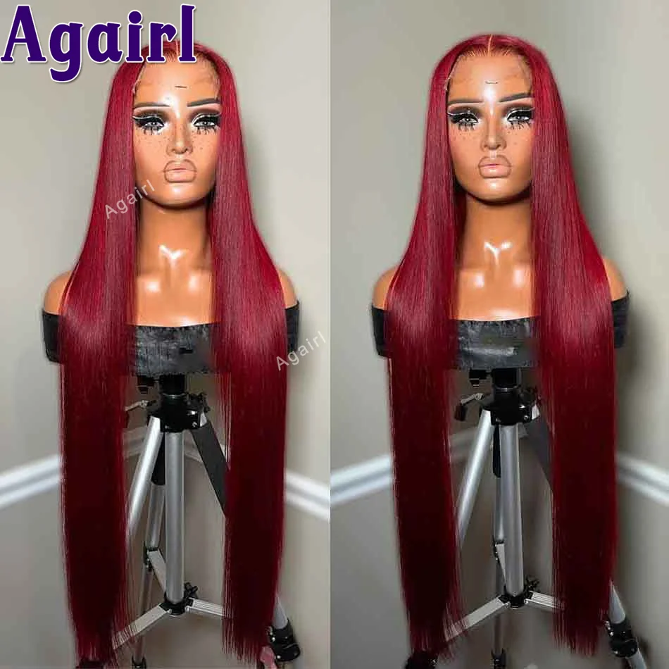 

Transparent 13x4 13x6 Lace Frontal Wig 99J Burgundy Red Straight Human Hair Wigs for Women 200% Pre Plucked 5x5 Lace Closure Wig