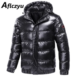 Parkas com capuz acolchoado grosso masculino, jaqueta casual, casacos quentes, casaco masculino, moda exterior, inverno