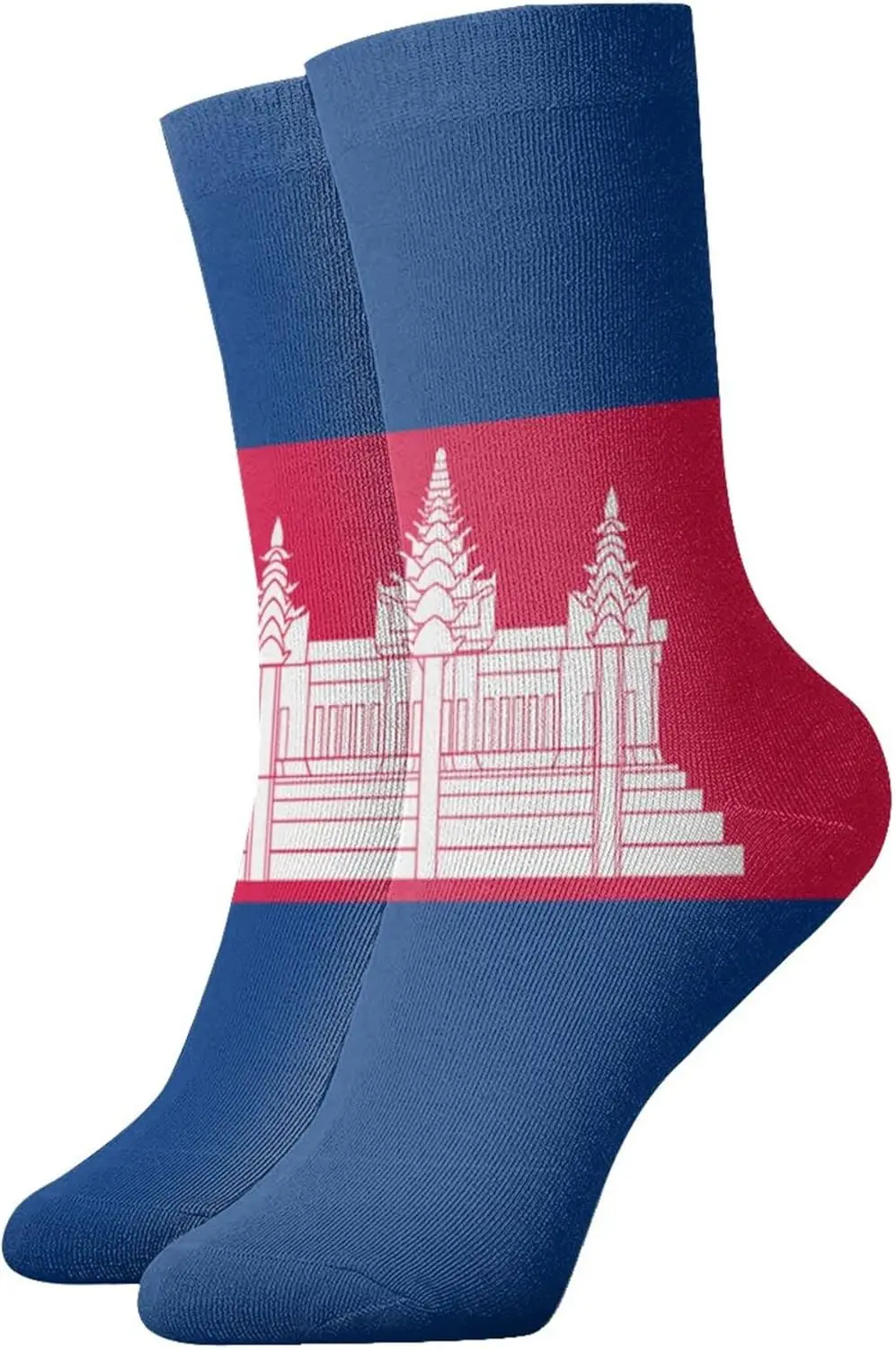 ถุงเท้าลำลองลายธงชาติกัมพูชา ถุงเท้ากีฬา ถุงเท้าผู้ชาย ถุงเท้าลาย