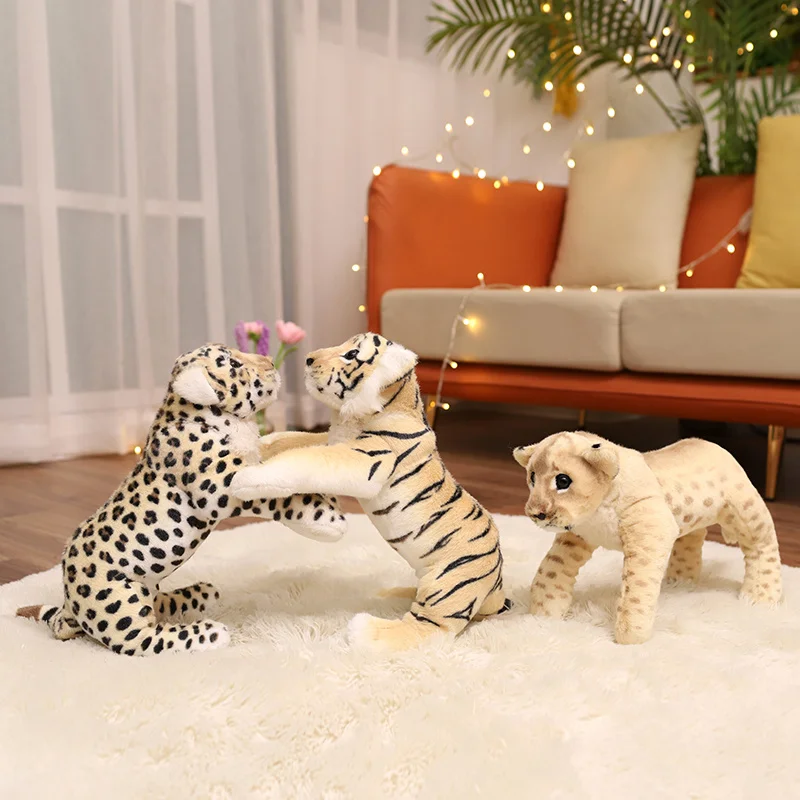 

39-58cm Tiger Leopard Lion Simulation Toys Series Reallife Stuffed Animals Plushies Doll Cartoon Soft Kids Toys for Boys Gifts