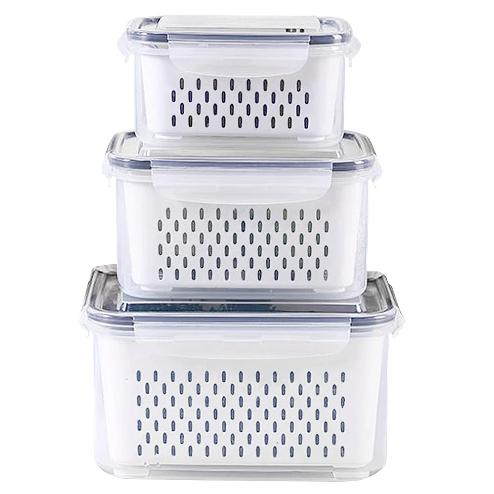 Fruit Storage Containers for Fridge with Removable Colander, Airtight Food Storage Container, Dishwasher Safe Produce Saver image 2
