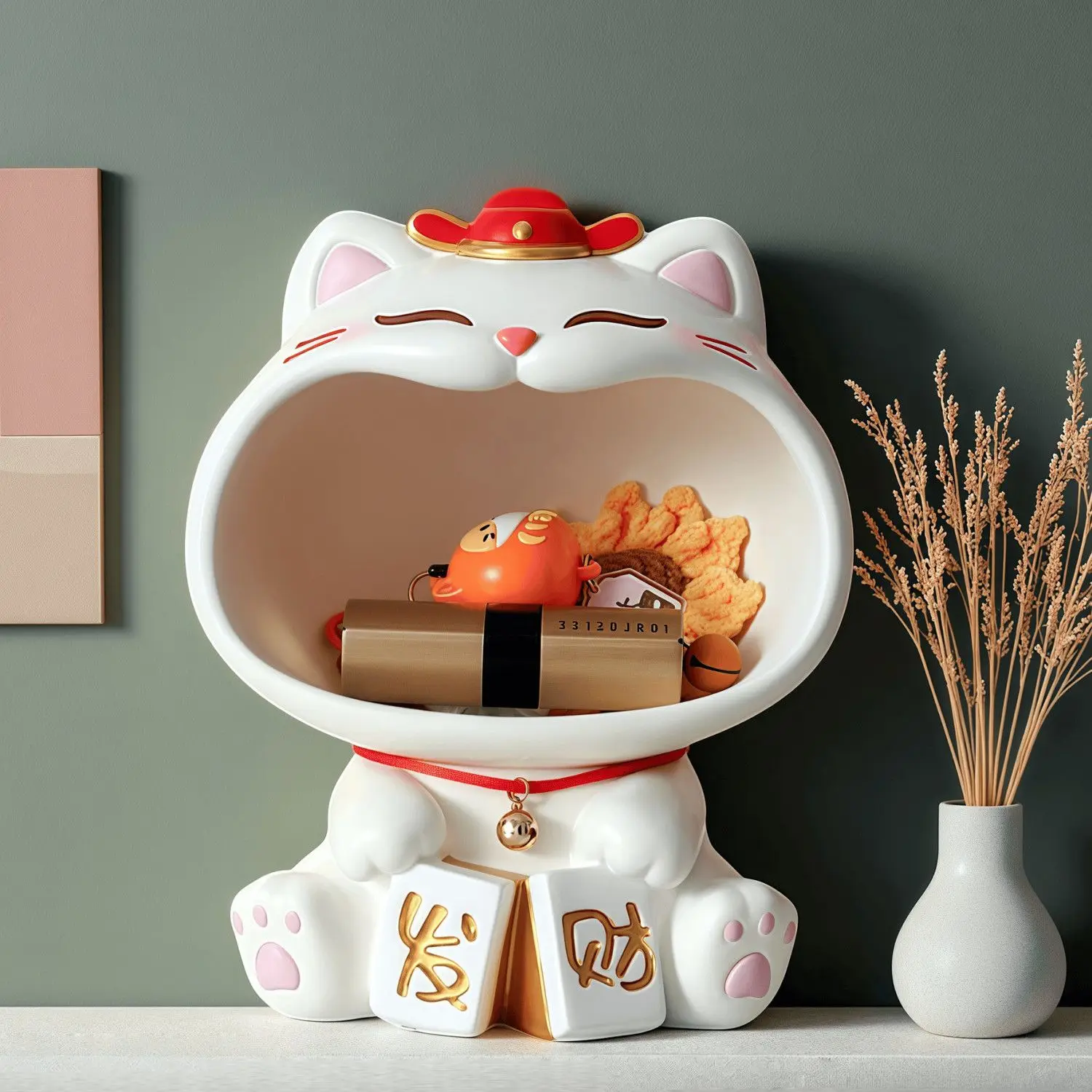 Entryway Decor Key Storage Lucky Cat Living Room Home Decoration Housewarming New Home