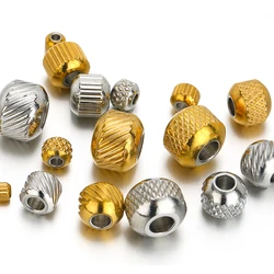50pcs Stainless Steel Bead 4mm 6mm 8mm Screw Cyclinder Tube Spacer Loose Beads for DIY Jewelry Necklace Making Bracelet Findings