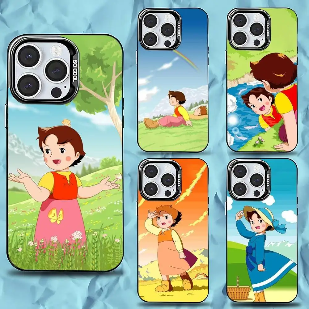 

Cartoon Heidi Phone Case For iPhone 16,15,14,13,12,11,Pro,Max,Plus,Mini,XS,SE Anti Fall Black Matte Hard Bumper