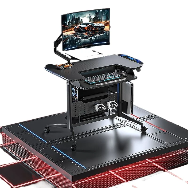 

Bedroom home technology sense small size movable electric lifting table e-sports table hole board storage table rack