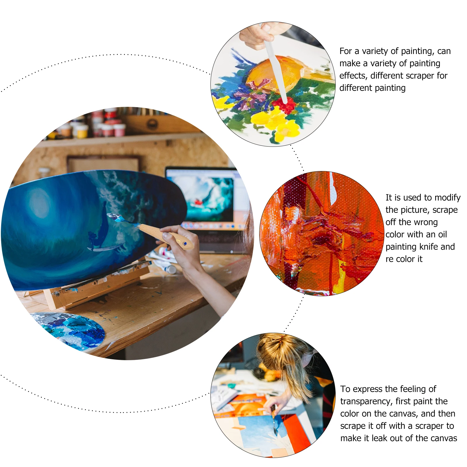 

7pcs Oil Painting Scrapers Art Painting Spatulas Set For Mixing Texturing Thick Paints Portable Storage Ideal Gift Artists