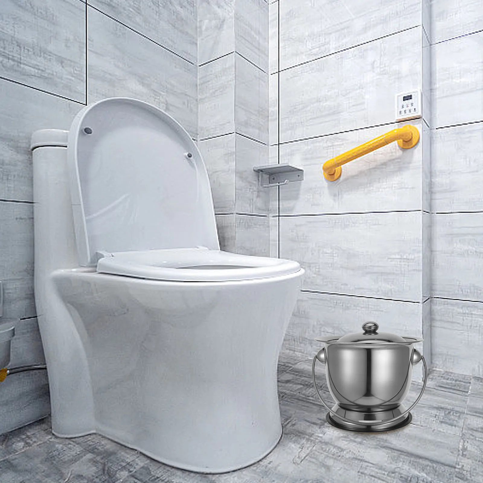 

Портативный ночной туалет из нержавеющей стали с крышкой для взрослых, пожилых людей и беременных женщин