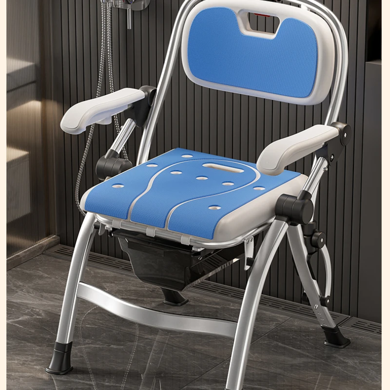 Bathroom Chair for Elderly with Backres Folding Shower Seat for Safety Non-Slip Locking Ideal for Senior Citizen Pregnant Women