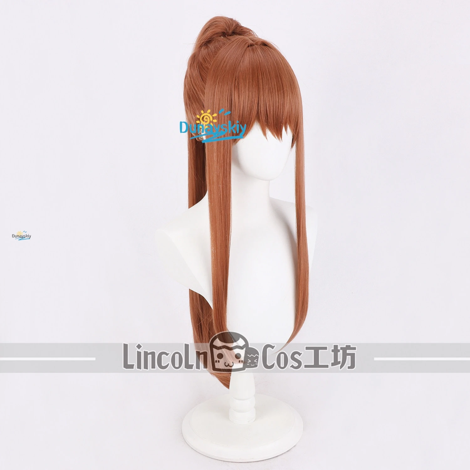 DDLC Monika Character Cosplay Wig Long Natural Ponytail 80 100cm with Bow Accessory Heat Resistant Wig for Halloween Outfits view 3
