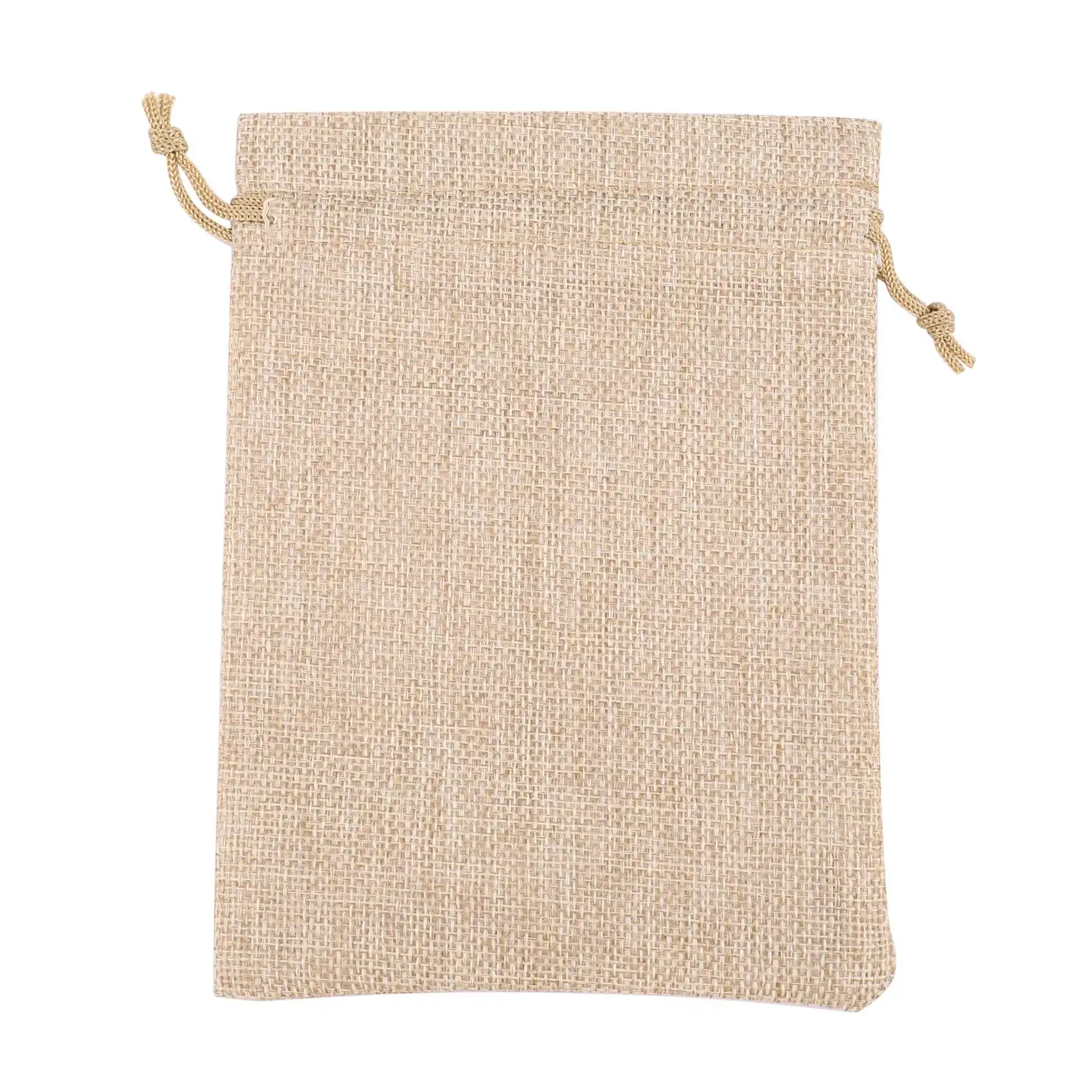 Hot kf-100Pcs Burlap Packing Pouches Drawstring Bags 13X18cm Gift Bag Jute Packing Storage Linen Jewelry Pouches Sacks For