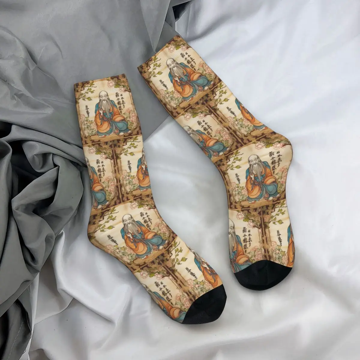 Lao Tzu Socken, Harajuku, superweiche Strümpfe, ganzjährig lange Socken, Zubehör für das Geburtstagsgeschenk von Mann und Frau