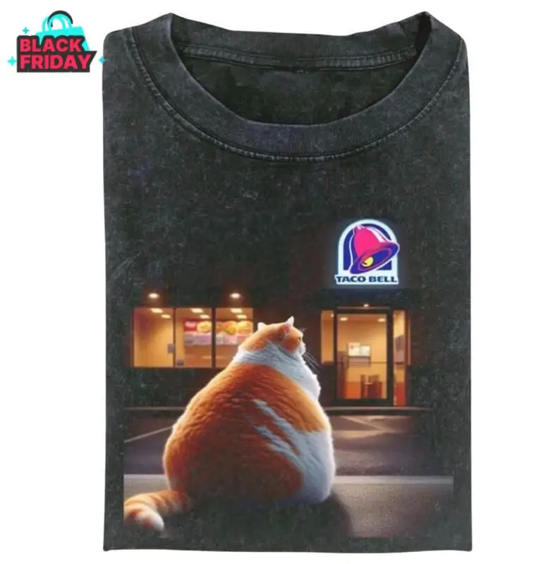 

Funny Cat Fat Tacobell Vintage Graphic T-shirt, Funny Meme Tee, Cat Lover Unisex T-Shirt, Gift For Men Women