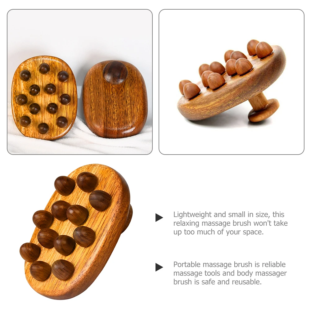 

Relaxing Lightweight Massage Brush Manual Wood Therapy Tool Golden Sandalwood Back Massager for Cellulite Lymphatic Drainage